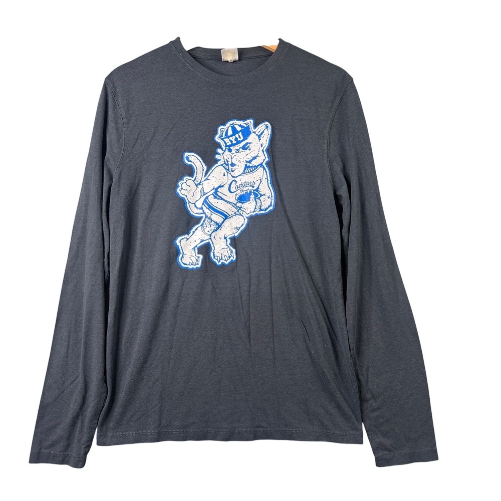 ONNO BYU Cougars Big 12 Bamboo Cotton Long Sleeve Graphic T-Shirt Gray Mens S‎